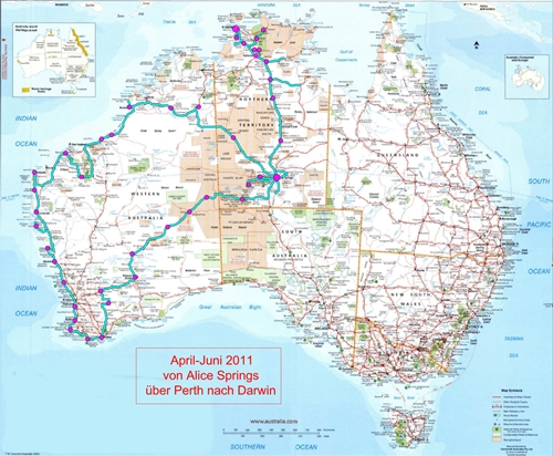 Route Alice Springs - Darwin